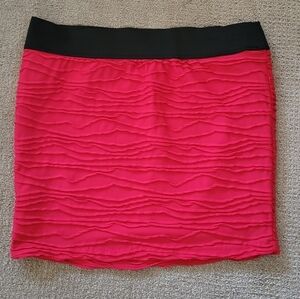 Charlotte Russe Stooshy Red & Black Bodycon Ruched Elastic Waist Mini Skirt